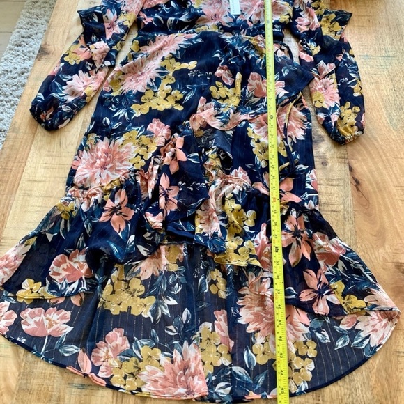 Adelyn Rae Floral Hi-Low Dress With Sheer Sleeves Size Small - Picture 12 of 16